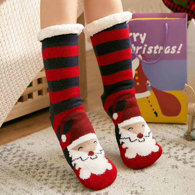 12 Pairs Slipper Socks Christmas Socks Autumn Winter In Ankle Socks Floor Socks Adult Snow Plus Thick Velvet Carpet Home Sleep Socks